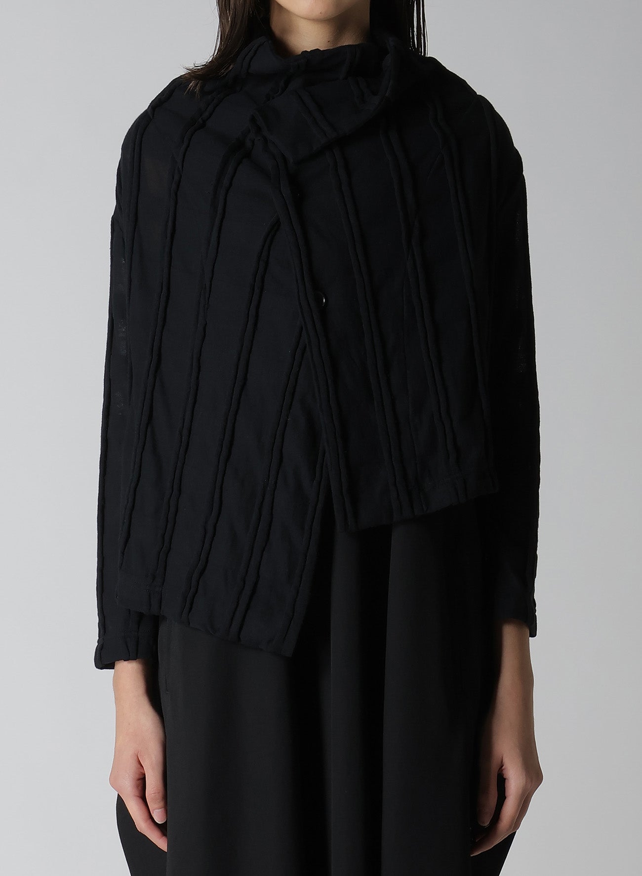 Stylish Check Cut Jacquard Cropped Asymmetric Jacket for Women - Perfect for Casual Outings, Parties & Layering