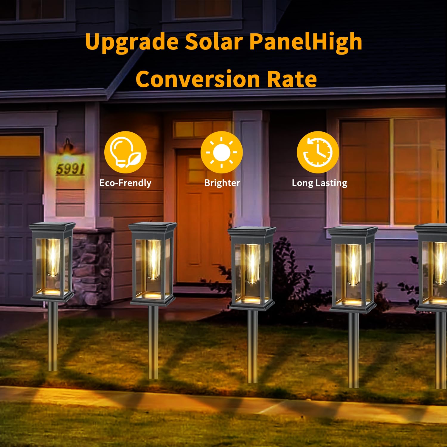 Solar Pathway Lights Outdoor 4 Pack - Waterproof Solar Garden Lights with Auto On/Off, Bright Solar Powered Landscape Lighting for Yard, Patio, Lawn & Walkway | Perfect for Garden Decor, Driveway Lighting & Backyard Illumination