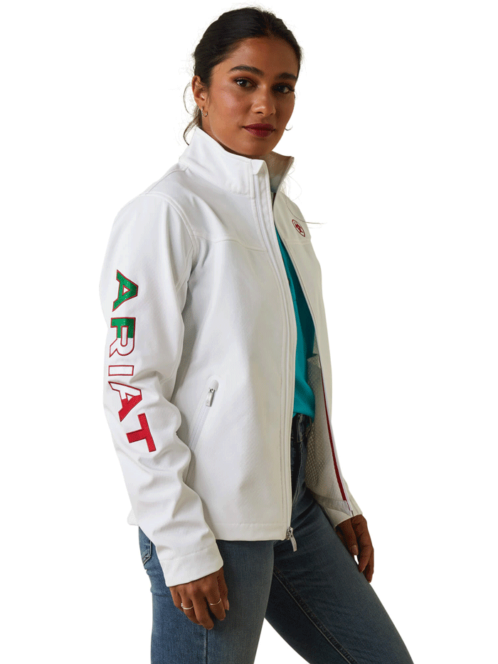 Ariat Women's Classic Team Softshell Jacket - White | Lightweight Water-Resistant Windbreaker for Outdoor Activities, Hiking & Casual Wear