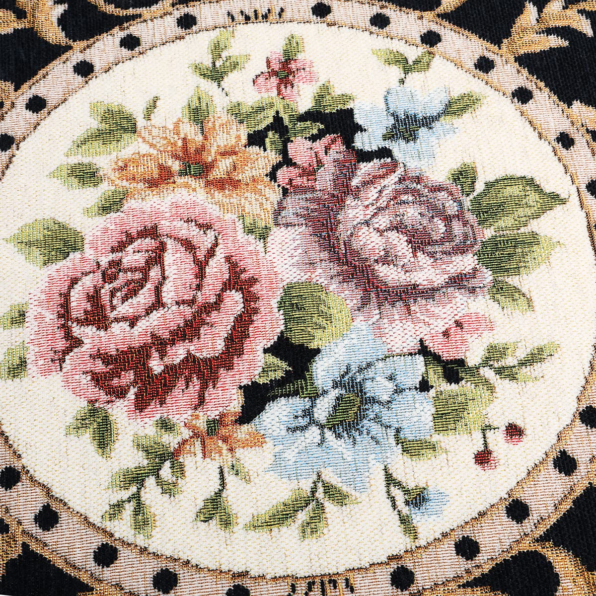 3.3ft Floral Round Non-Slip Area Rug - Machine Washable Classic Design for Living Room, Kitchen & Bedroom - Sustainable Traditional Dark Blue Carpet - Perfect for Home Decor & High Traffic Areas
