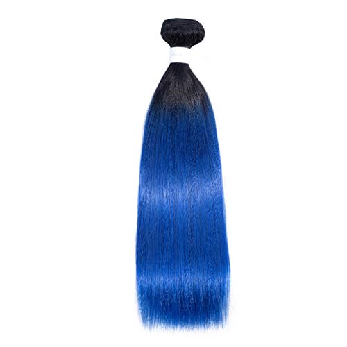 QAZPL 18 Inch Blue Human Hair Weave - Long Straight Real Hair Extensions for Women | Perfect for Cosplay, Parties & Everyday Styling