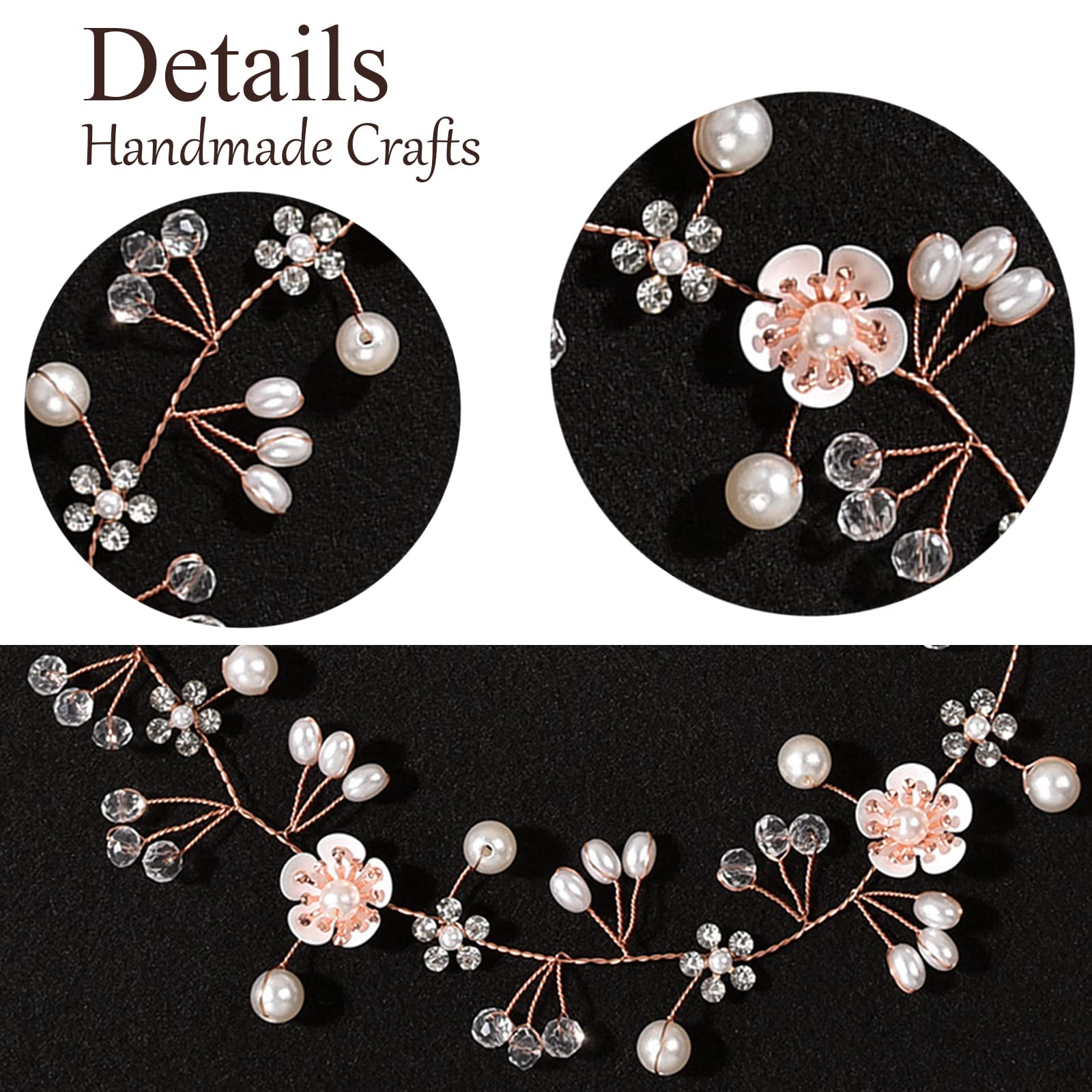 Princess Flower Girl Hair Accessory - Rose Gold Pearl Headband for Kids, Bridal Wedding & Women | Perfect for Flower Girls, Bridesmaids, and Special Occasions