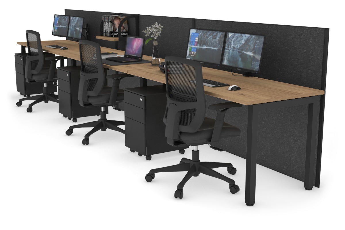 Horizon Quadro 3-Person Office Workstation with Square Legs - 1600L x 700W Dimensions - Perfect for Collaborative Workspaces & Modern Offices