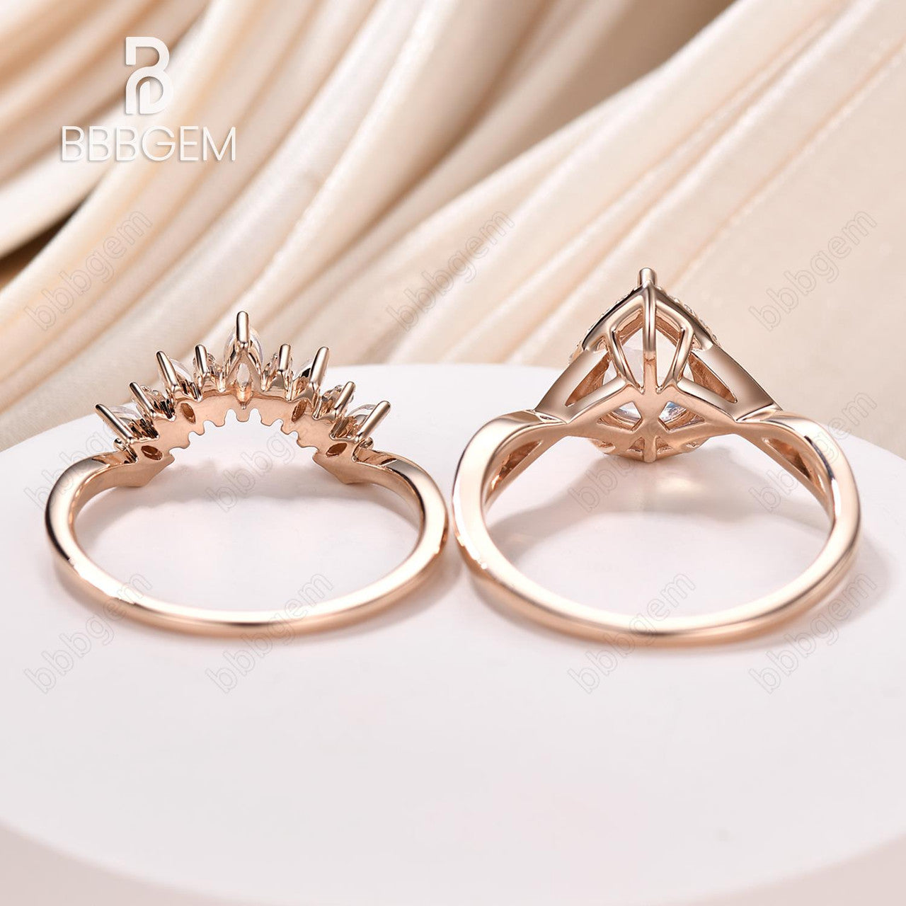 Moonstone Bridal Set - Unique Marquise & Pear Shaped Wedding Ring Set for Women | Perfect for Engagement, Anniversary & Bridal Jewelry Gifts