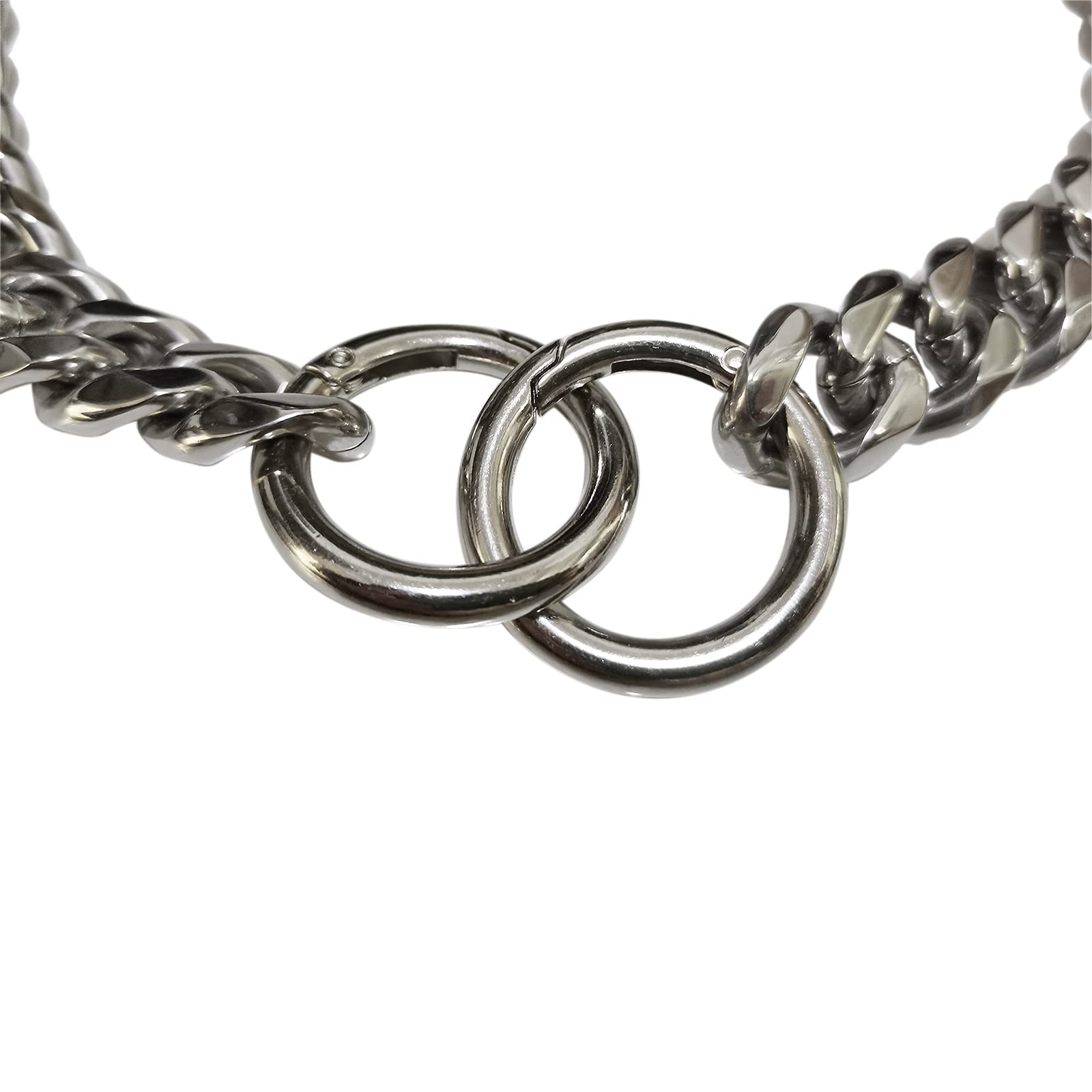 Heavy Duty Silver Dog Choker Collar - 16 18 20 22 24 26 Inch Adjustable Training Chain for Large Dogs | Cuban Link Necklace Style Pet Collar | Perfect for Obedience Training & Daily Walks (20 Inch, Silver)