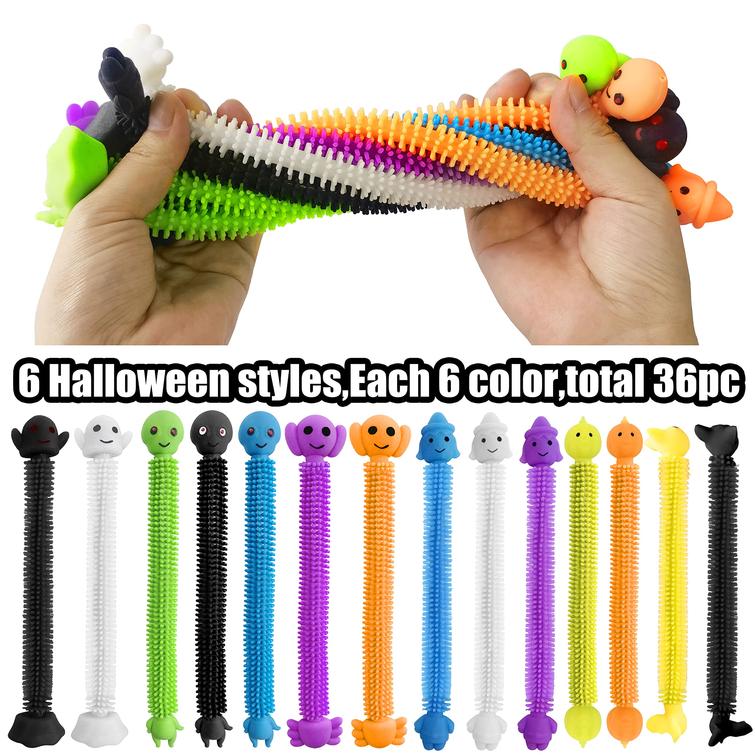36 Pack Halloween Stretchy Strings Sensory Fidget Toys - Stress Relief Toys for Kids with Autism, Party Favors, Halloween Treat Bags & Classroom Gifts - Perfect for Halloween Decorations, Sensory Play & Anxiety Relief