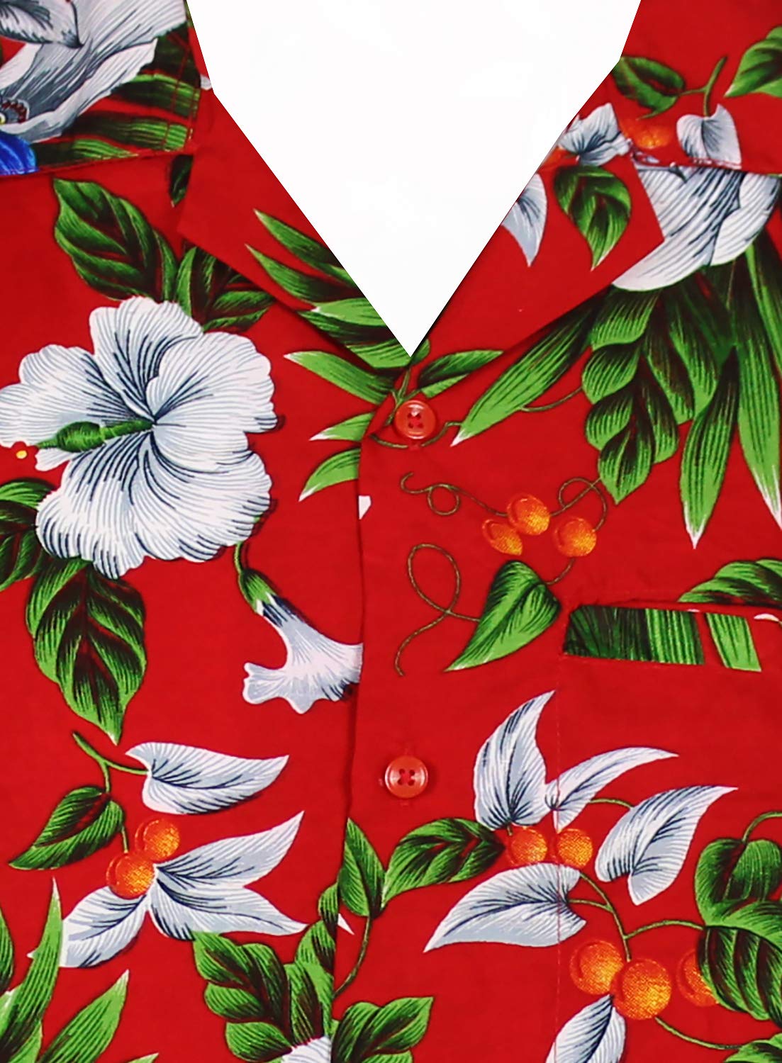 Vibrant Hawaiian Shirt with Tropical Parrot & Cherry Print - Red Aloha Shirt for Men & Women (Size XS) - Perfect for Beach Parties, Summer Vacations & Tropical Getaways