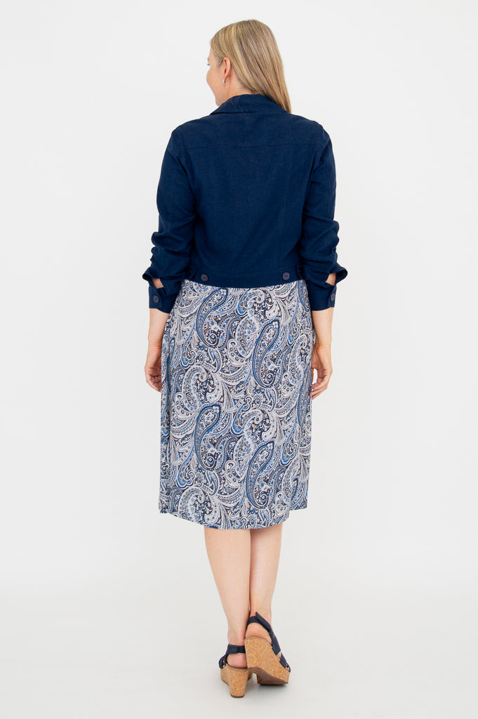 Colleen Jacket - Indigo Blue Linen Coat for Women | Lightweight Summer Outerwear for Casual Wear & Travel