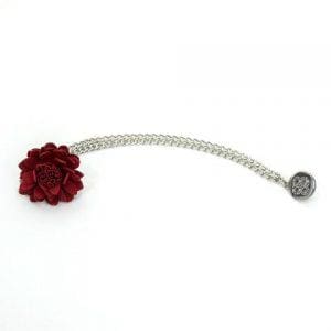 Cavani Red Flower Chain Pin Brooch - Elegant Floral Accessory for Women's Dresses, Jackets & Hats | Perfect for Weddings, Parties & Special Occasions