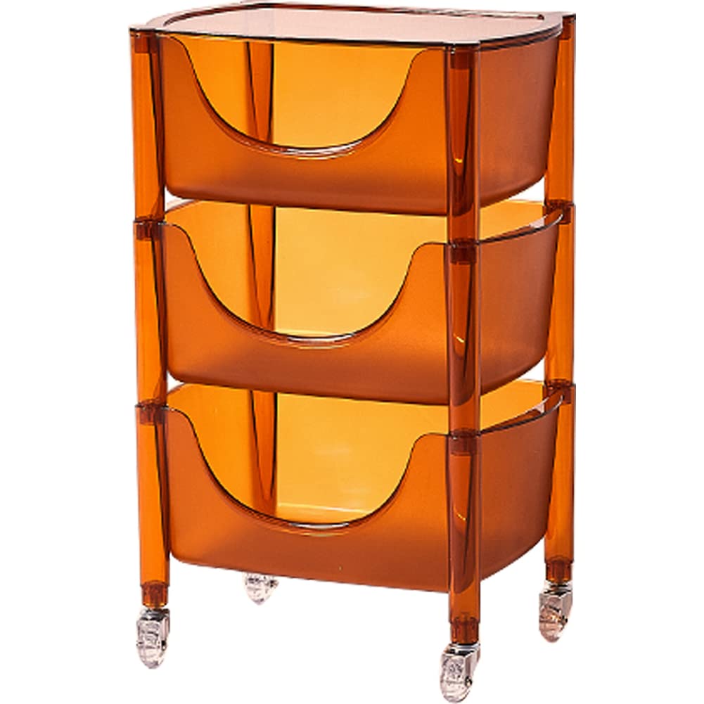 3-Tier Acrylic Rolling Cart with Wheels & Drawers - Mobile Storage Organizer for Home & Office