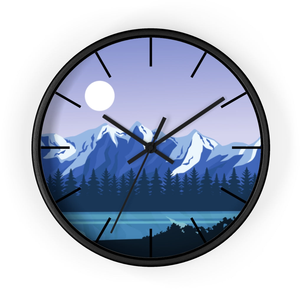 Blue Mountain Wall Clock - Large Silent Non-Ticking Modern Decor for Living Room, Bedroom & Office - Perfect for Home, Office & Gifts