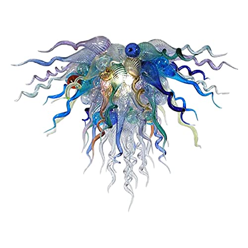 Elegant Multi-Colored Glass Chandelier Lighting Fixture for Living Room, Dining Room & Bedroom Decor | Vintage Crystal Ceiling Light for Home Interior Design & Wedding Venue Decoration