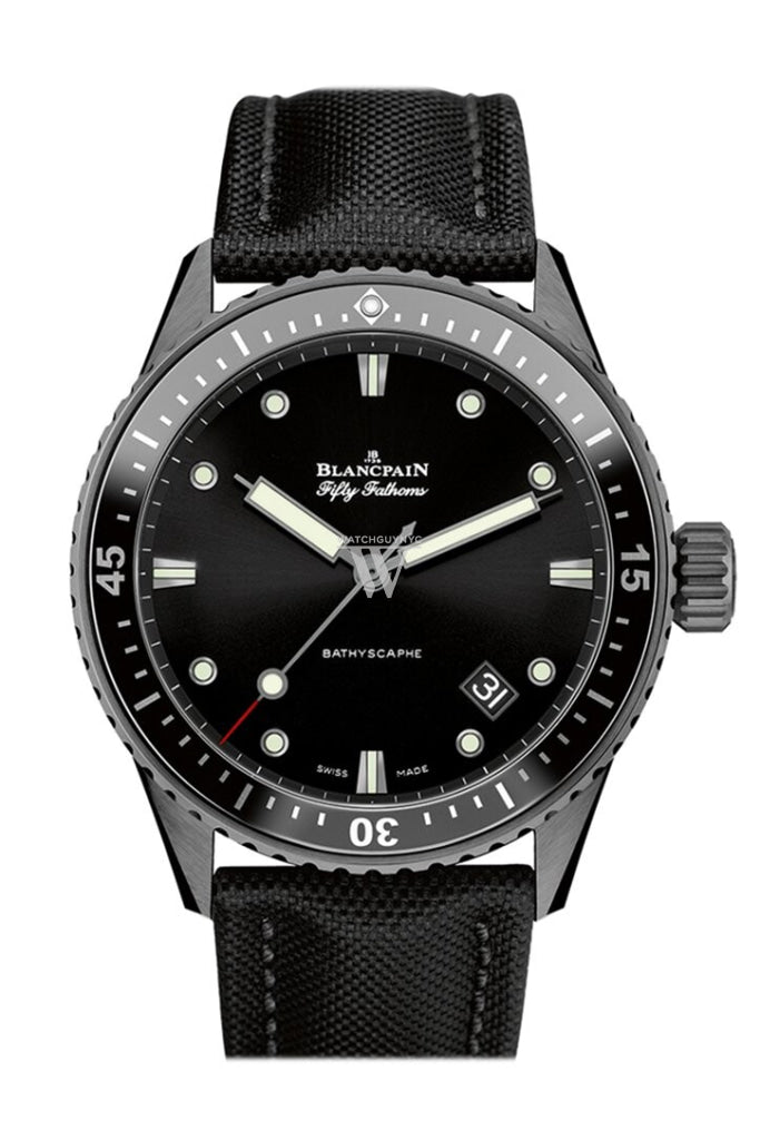 Blancpain Fifty Fathoms Bathyscaphe Automatic Black Dial Men's Watch 5000-0130-B52A - Luxury Dive Watch for Men, Waterproof Swiss Timepiece - Perfect for Diving, Swimming & Formal Occasions