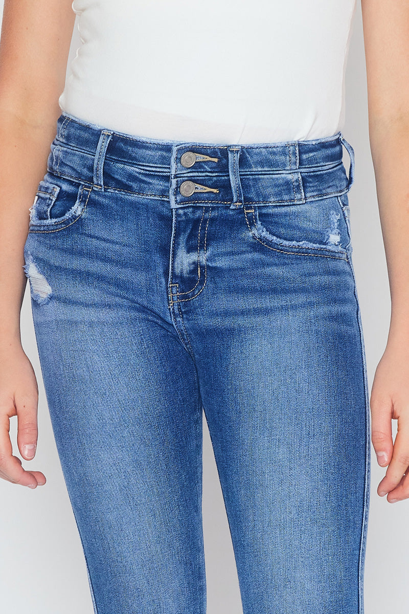 Bunnie High Rise Ankle Skinny Jeans for Kids - Trendy Stretch Denim Pants for Girls & Boys - Perfect for School, Playdates & Casual Outings