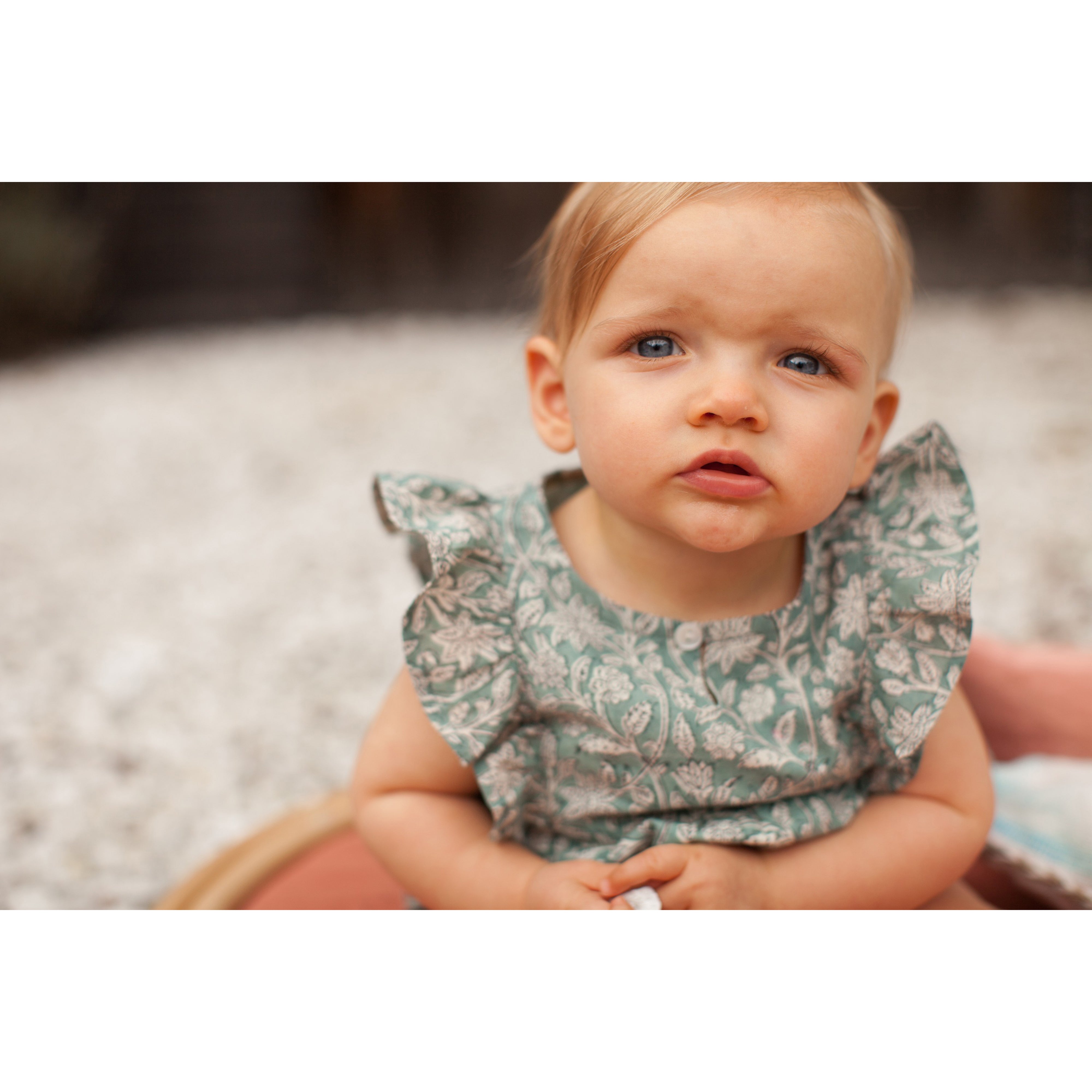 Bonheur du Jour Paris Baby BB Overall - Soft Cotton Romper for Infants, Blue & Green Stripes - Perfect for Playtime, Daycare & Photo Shoots