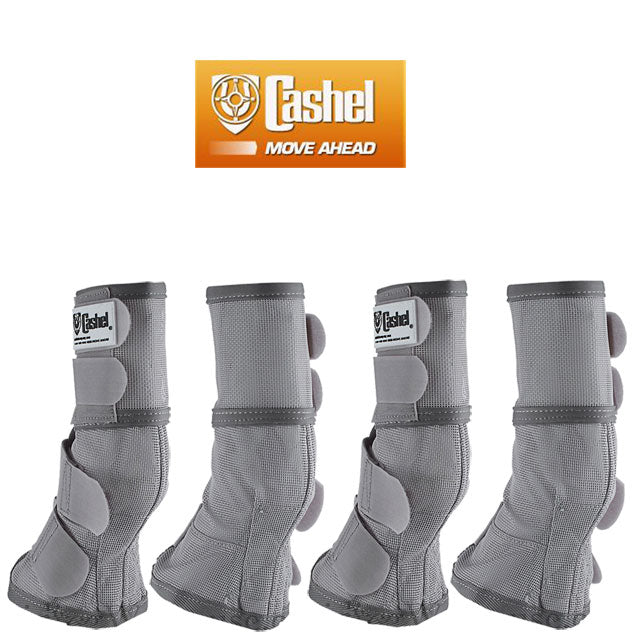 4 Pack Cashel Fly Prevention Horse Leg Guard Cool Mesh Boots - Breathable Grey Leg Wraps for Horses - Perfect for Riding, Training & Pasture Protection