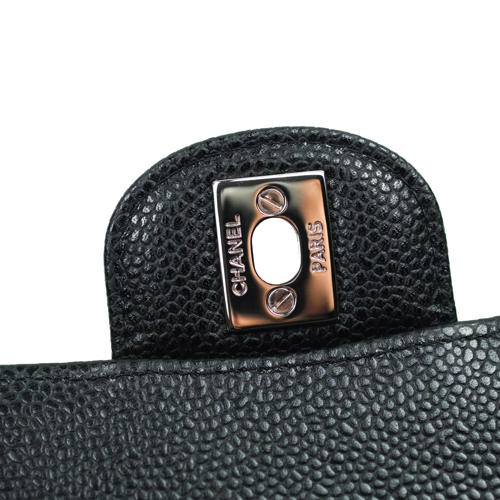 Chanel Classic M/L Medium Double Flap Bag Black Caviar Leather with Silver Hardware - Luxury Designer Handbag for Women, Perfect for Work, Evening Events & Special Occasions
