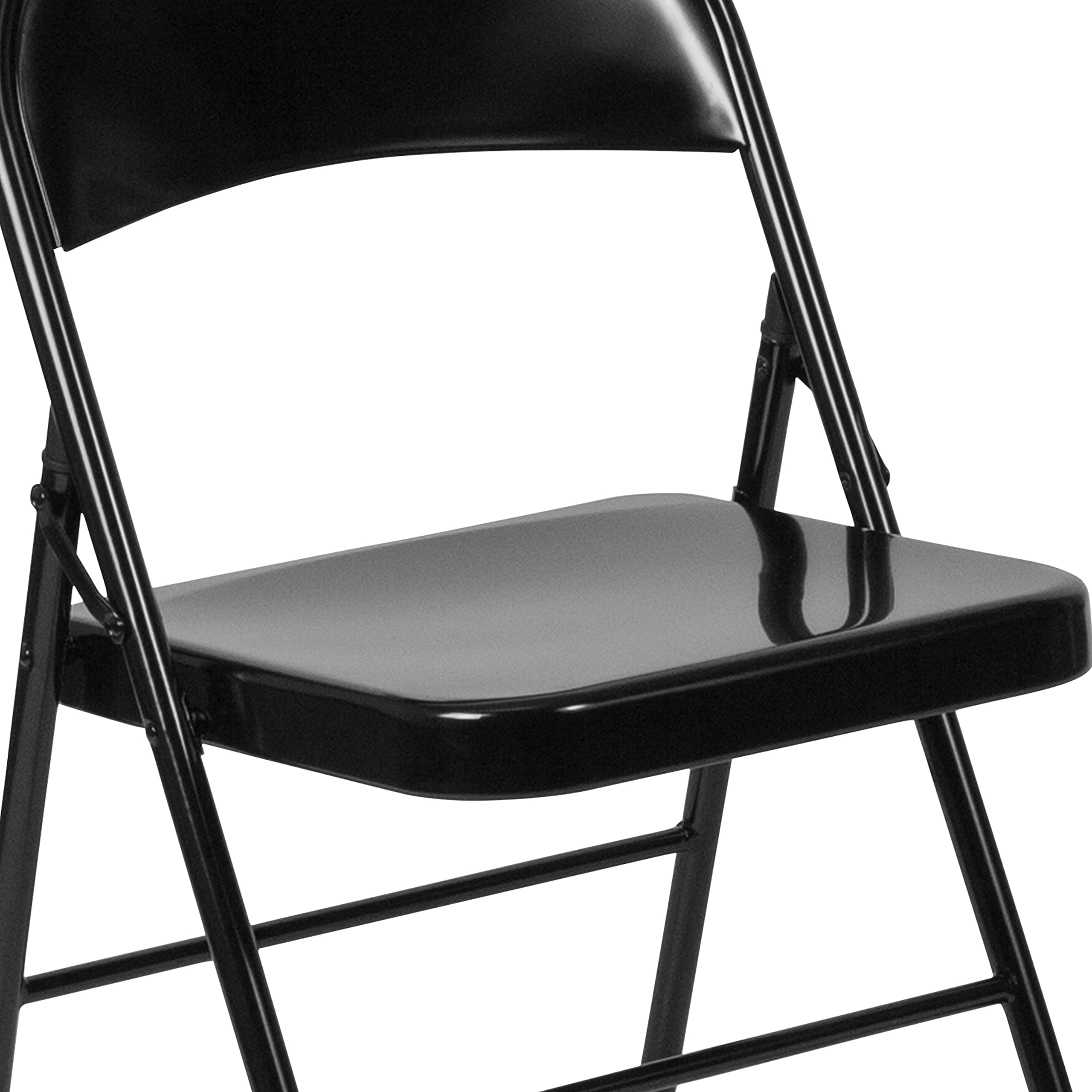 Flash Furniture HERCULES Series Heavy Duty Black Metal Folding Chair - Double Braced for Extra Strength - Perfect for Events, Parties, and Home Use