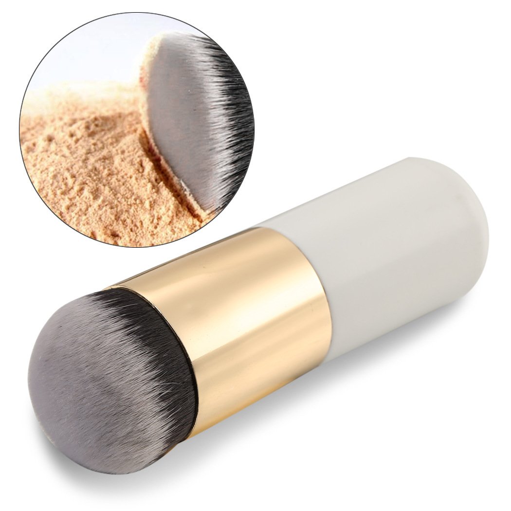 Ladista Chubby Pier Foundation Makeup Brush - Synthetic Fiber BB Cream Concealer & Powder Brush Set (Golden & White) for Flawless Makeup Application - Perfect for Daily Use, Travel & Professional Makeup Kits