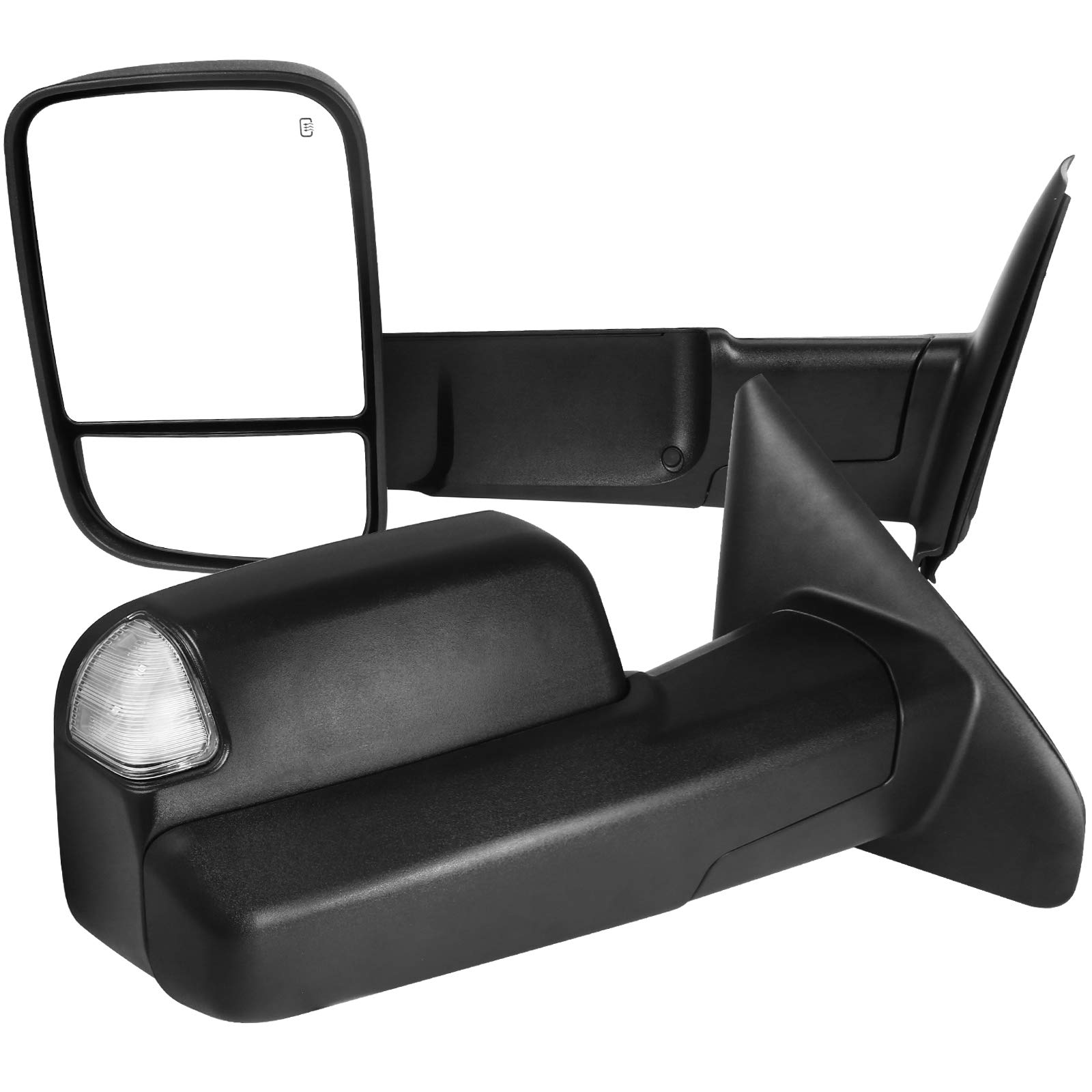 2002-2008 Dodge Ram Power Heated Flip-Up Towing Mirrors with LED Turn Signal - Compatible with Dodge Ram 1500/2500/3500 - Perfect for Towing, Camping & Off-Road Adventures