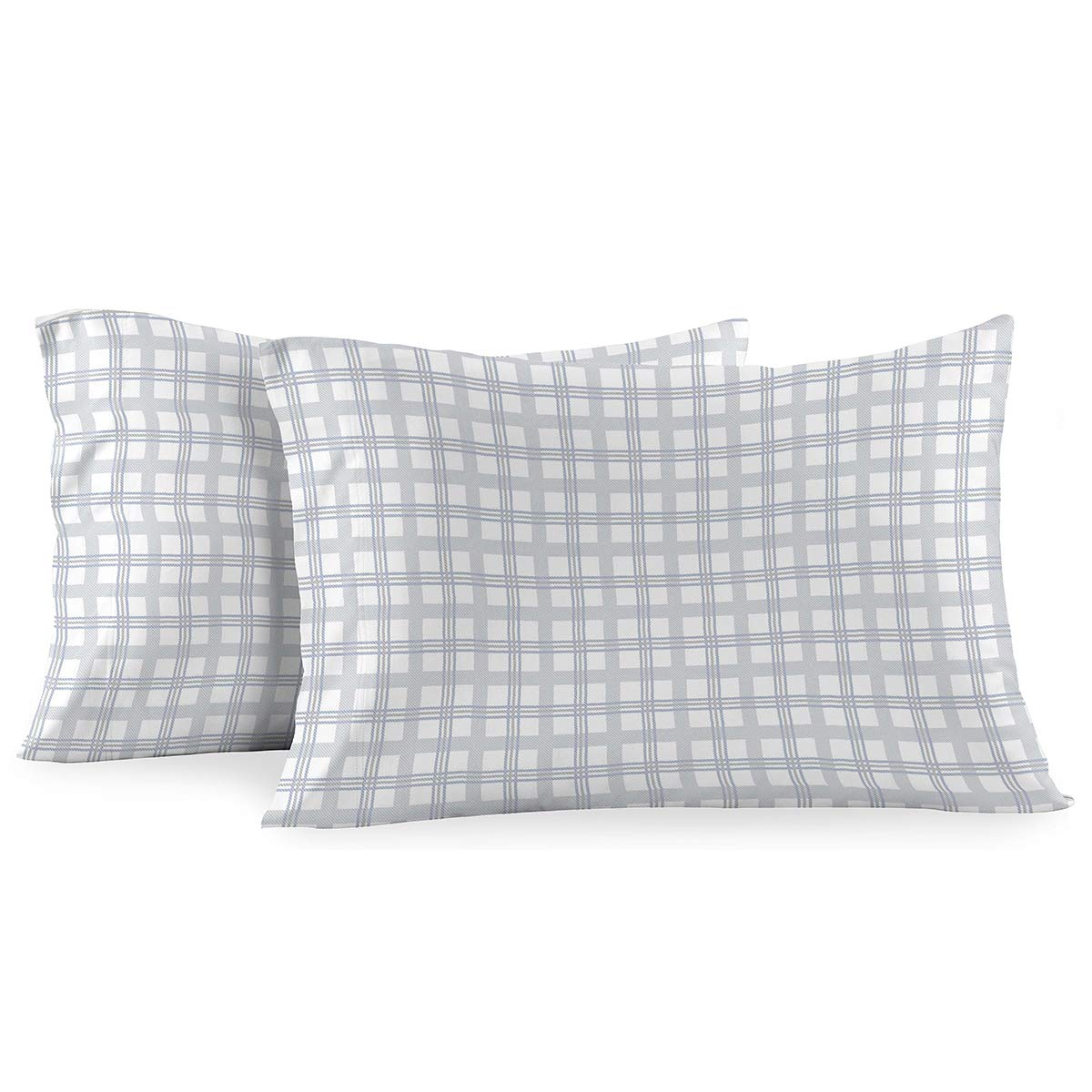 Royal Tradition Heavyweight Flannel Pillowcases - 100% Cotton Standard Size, Set of 2, Grey Check Print, Ultra Soft Bedding - Perfect for Cozy Winter Nights & Farmhouse Style Bedrooms