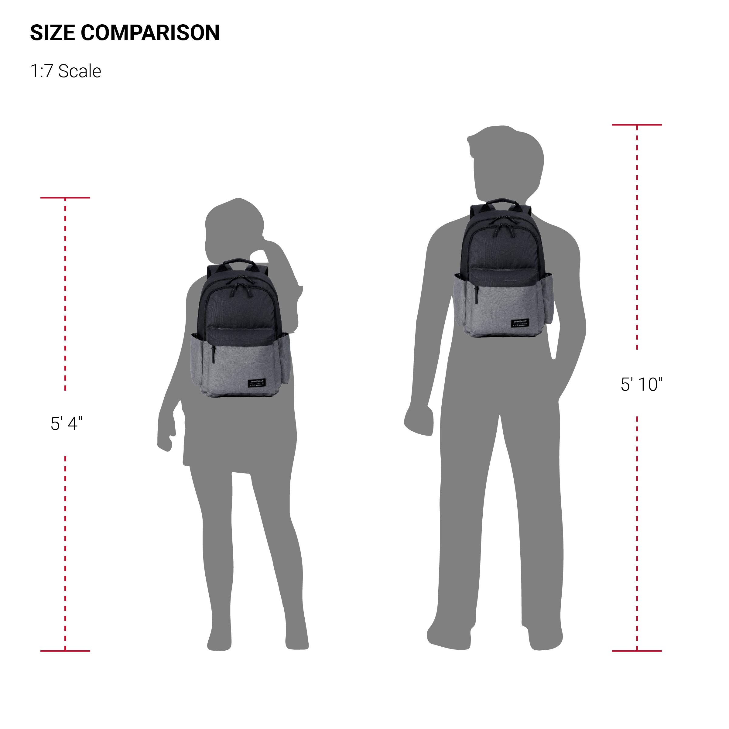 SwissGear 2789 17.75-Inch Laptop Backpack for Men & Women - Durable Grey/Black Computer Bag with USB Charging Port - Perfect for Work, Travel & College Students
