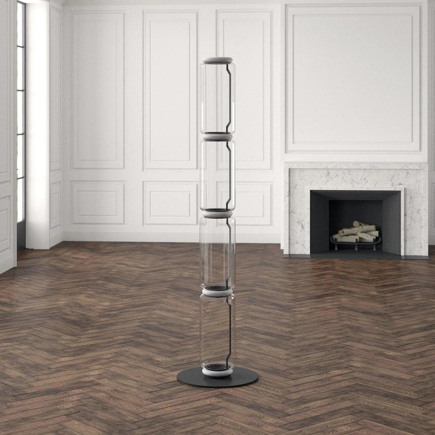 Modern Tamle Glass Floor Lamp - Elegant LED Standing Light for Living Room, Bedroom & Office - Adjustable Brightness & Warm White Light - Perfect for Reading, Relaxing & Home Decor