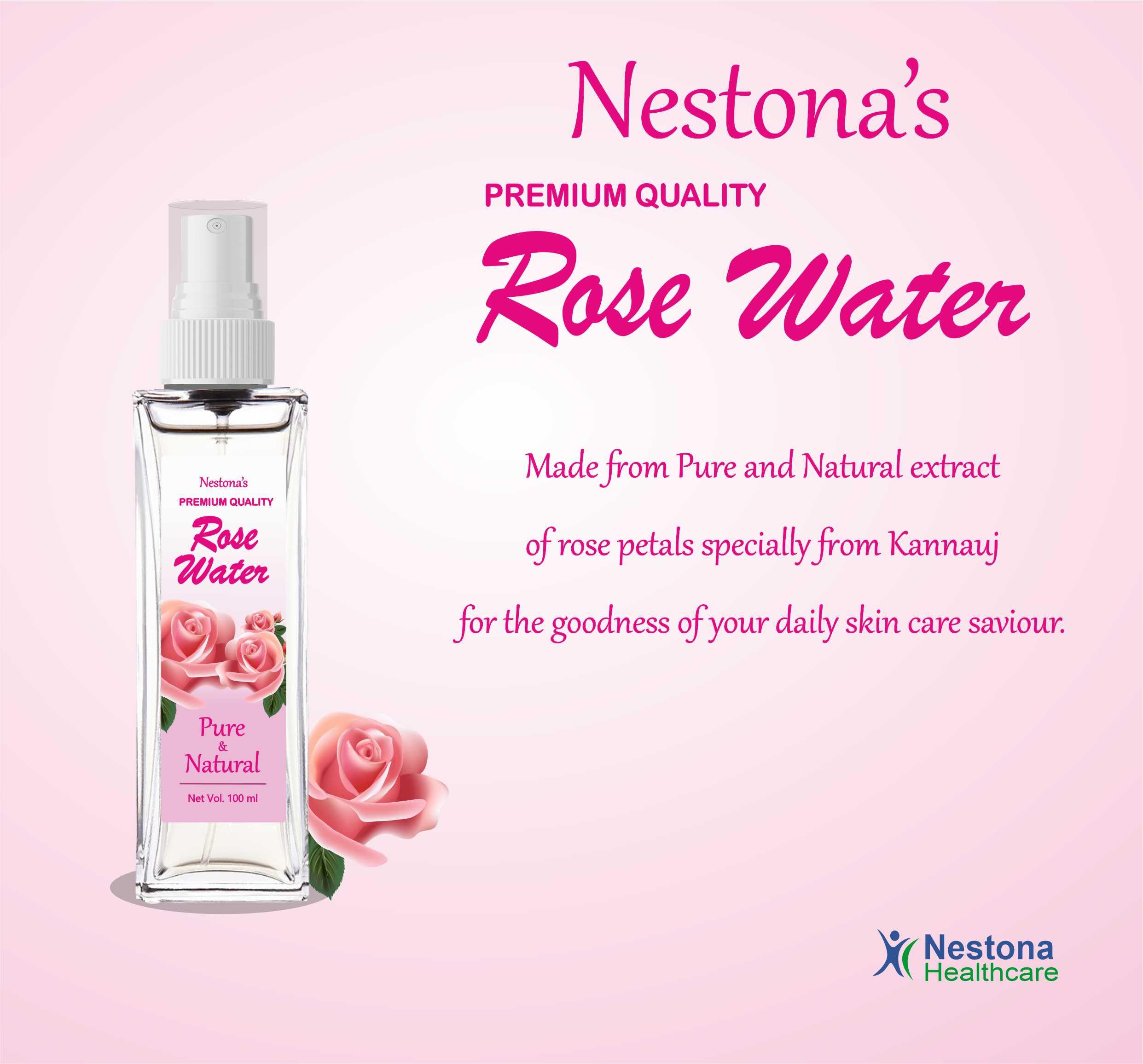 Nestona's Premium Rose Water Facial Mist Spray - 100ml Pure Natural Toner for Skin Care & Hydration | Chemical-Free Antioxidant Floral Water for Face, Aromatherapy & Home Beauty Remedies | Perfect for Daily Skincare Routine, Makeup Setting & Spa Relaxation