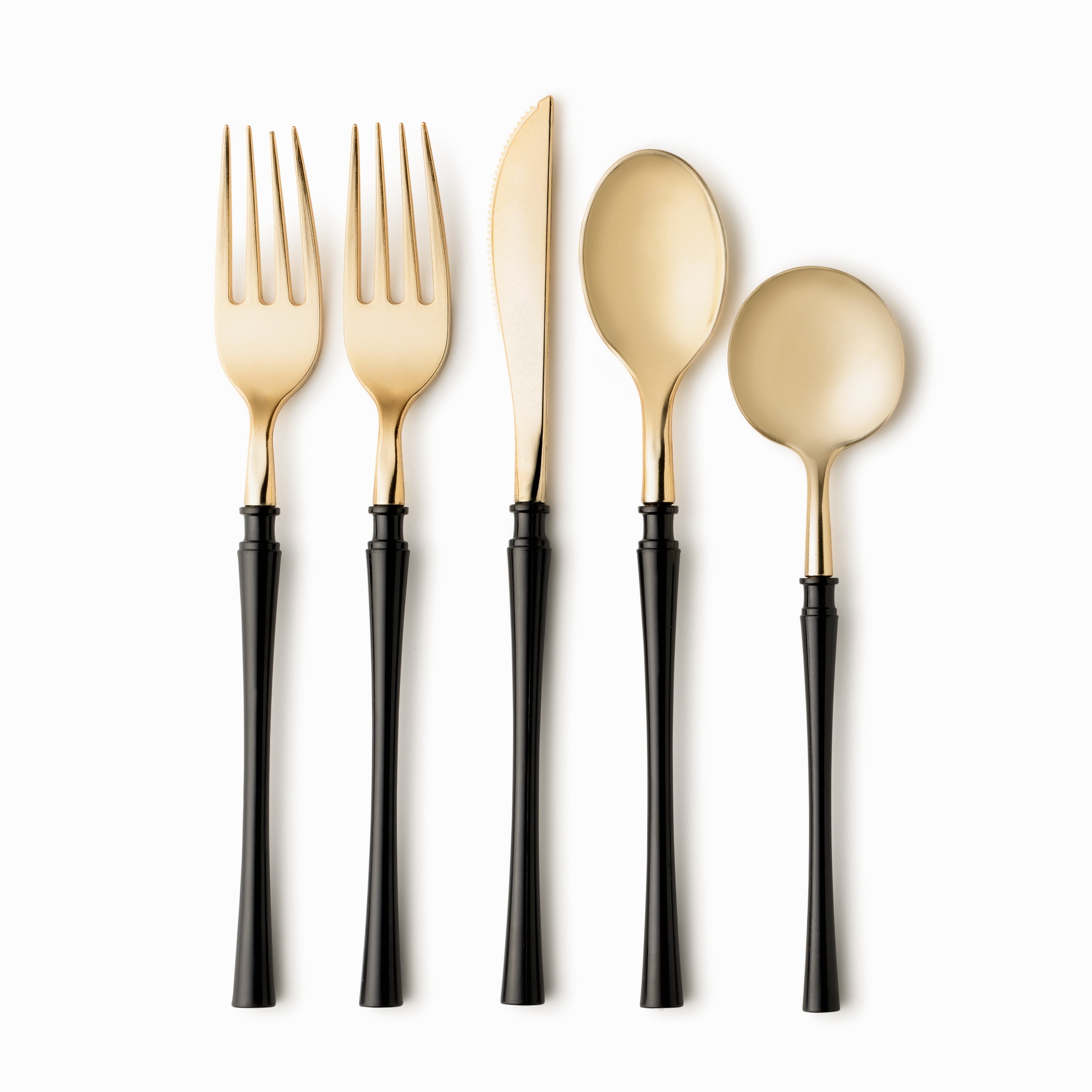 Fusion Collection Black & Gold Flatware Set - 40-Piece Stainless Steel Cutlery Set for 8 Place Settings - Elegant Dinnerware for Formal Dining, Wedding Registry & Holiday Entertaining