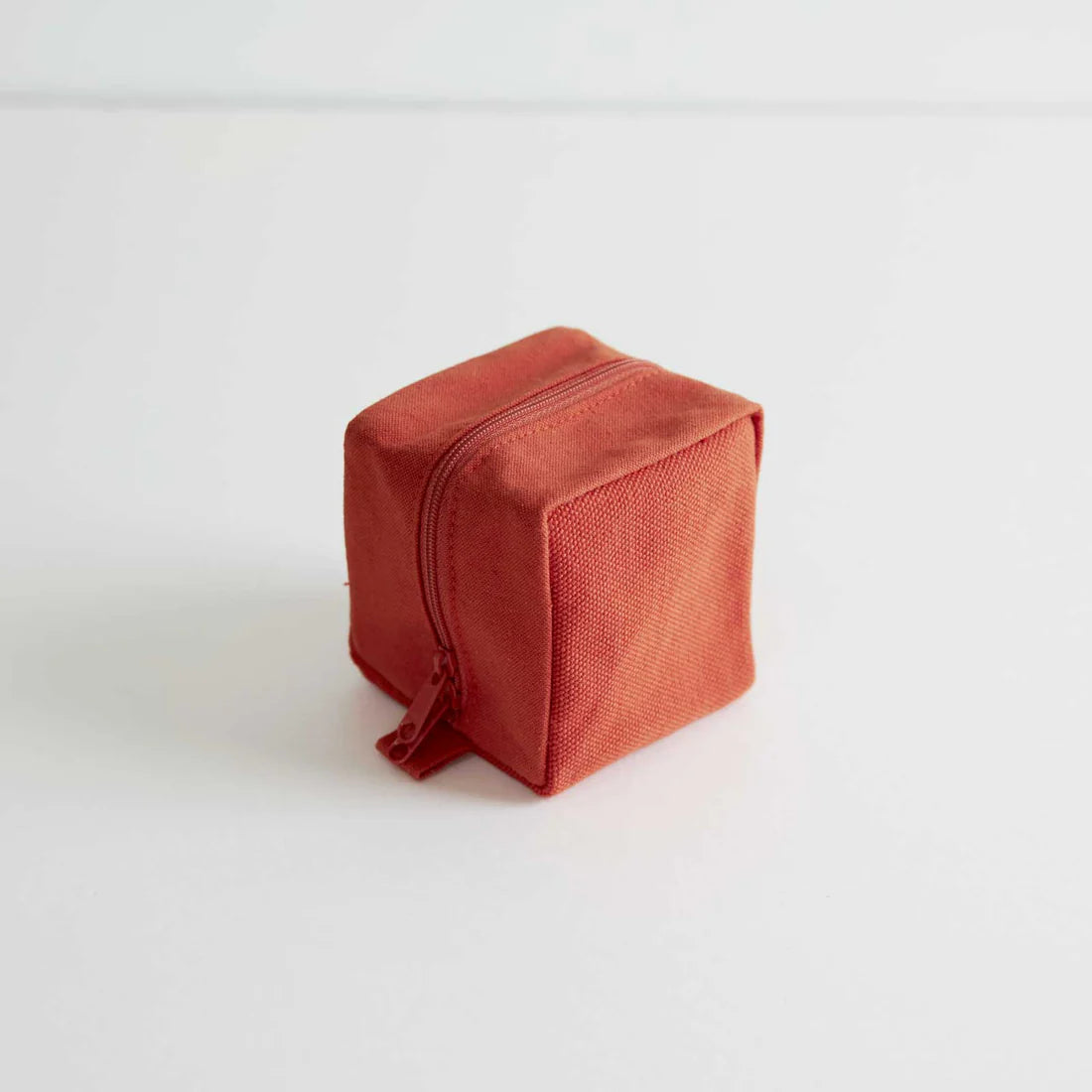 Kurashiki Hampu Canvas Pouch Small Size Safflower Red - Japanese Handmade Cotton Bag for Travel, Makeup & Daily Essentials Storage