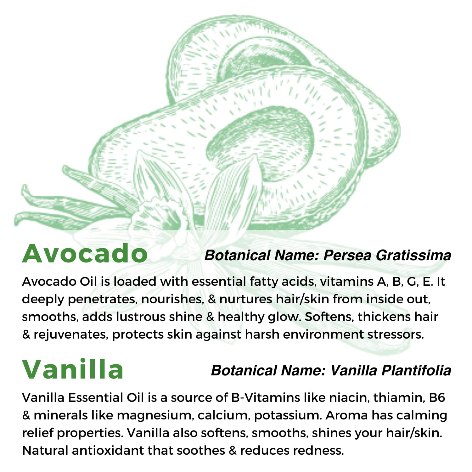 Natural Avocado & Vanilla Oil Blend for Face, Body & Hair Care - Hydrating Dry Skin, Scalp & Nails with Shea Nut Oil & Vitamin E - 2 oz Multi-Purpose Moisturizer for Daily Skincare & Hair Treatment