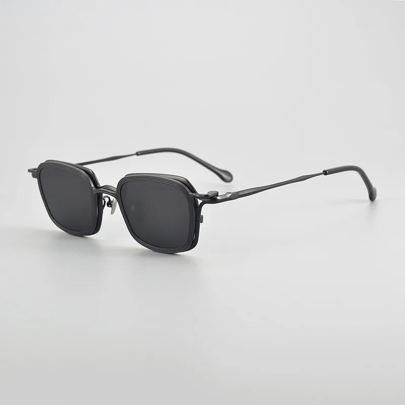 Aror Unisex Full Rim Square Titanium Eyeglasses with Clip-On Sunglasses - Lightweight Durable Frame for Men & Women - Perfect for Driving, Reading & Outdoor Activities (Model 5969)