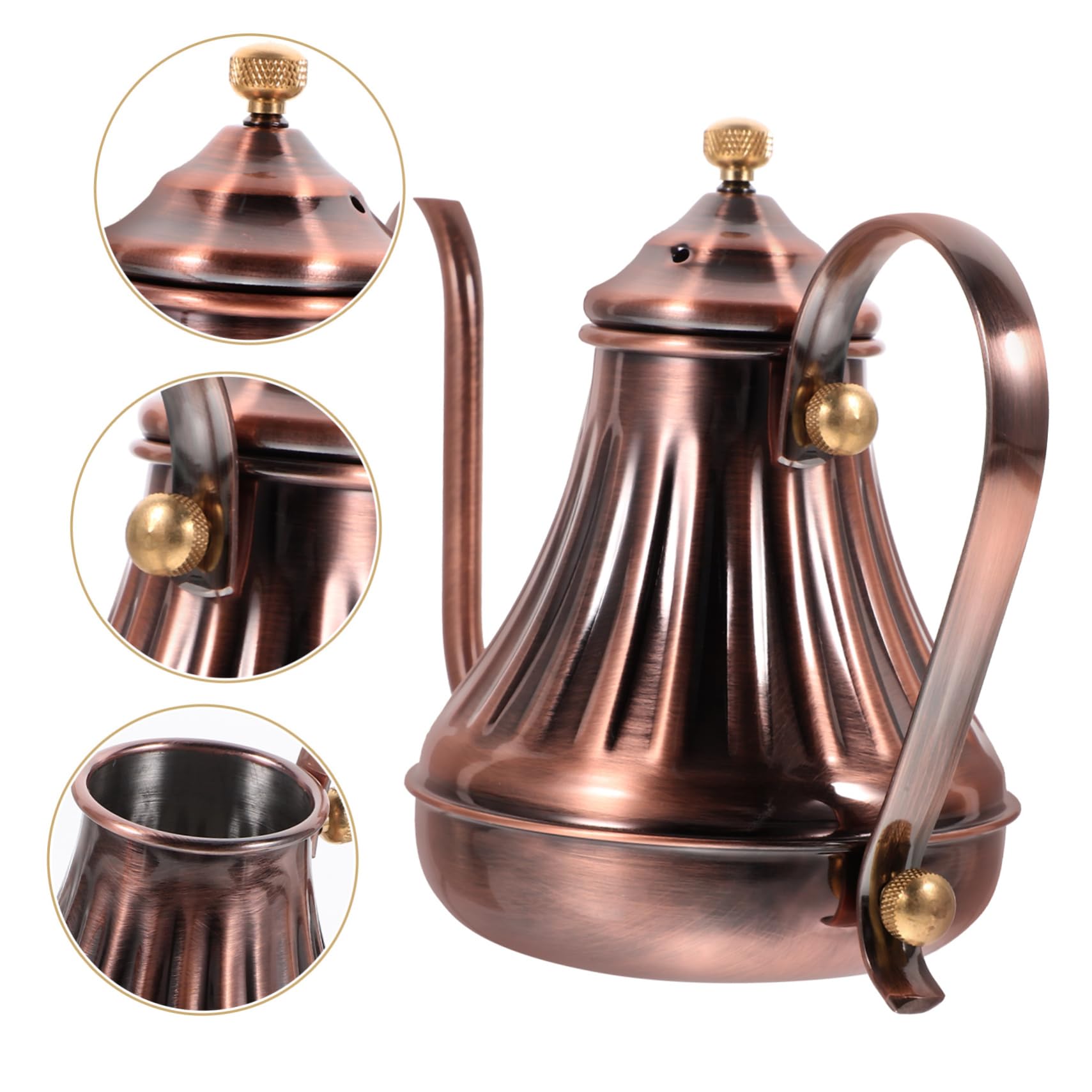 Premium Cabilock 420ml Stainless Steel Gooseneck Kettle - Whistling Stovetop Teapot for Pour Over Coffee & Tea Brewing | Heavy Duty Bronze Hot Water Kettle Perfect for Home, Office & Camping Use