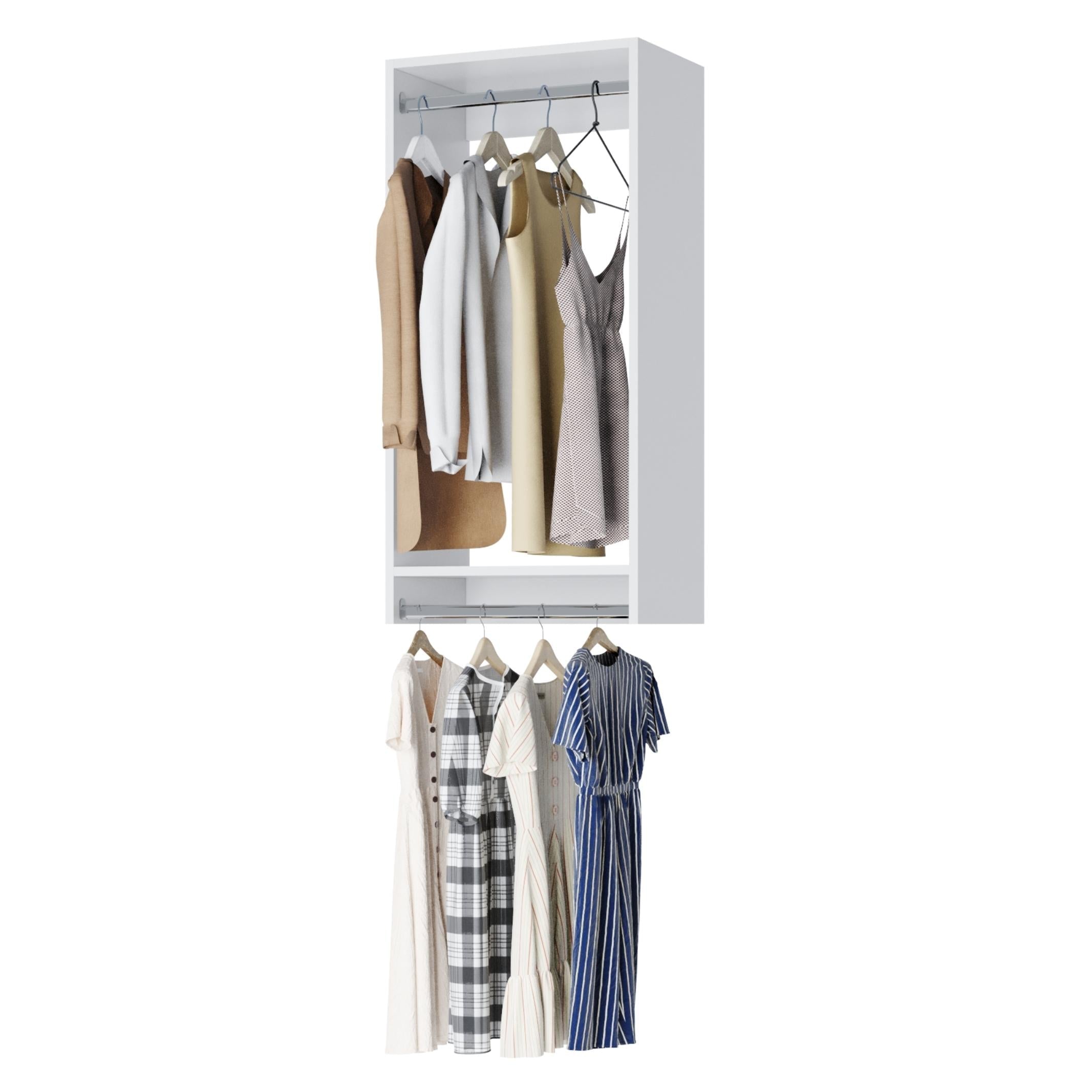 Vista Double Hanging Closet Organizer - Space Saving Clothes Storage Solution for Bedroom, Closet & Dorm Room Organization