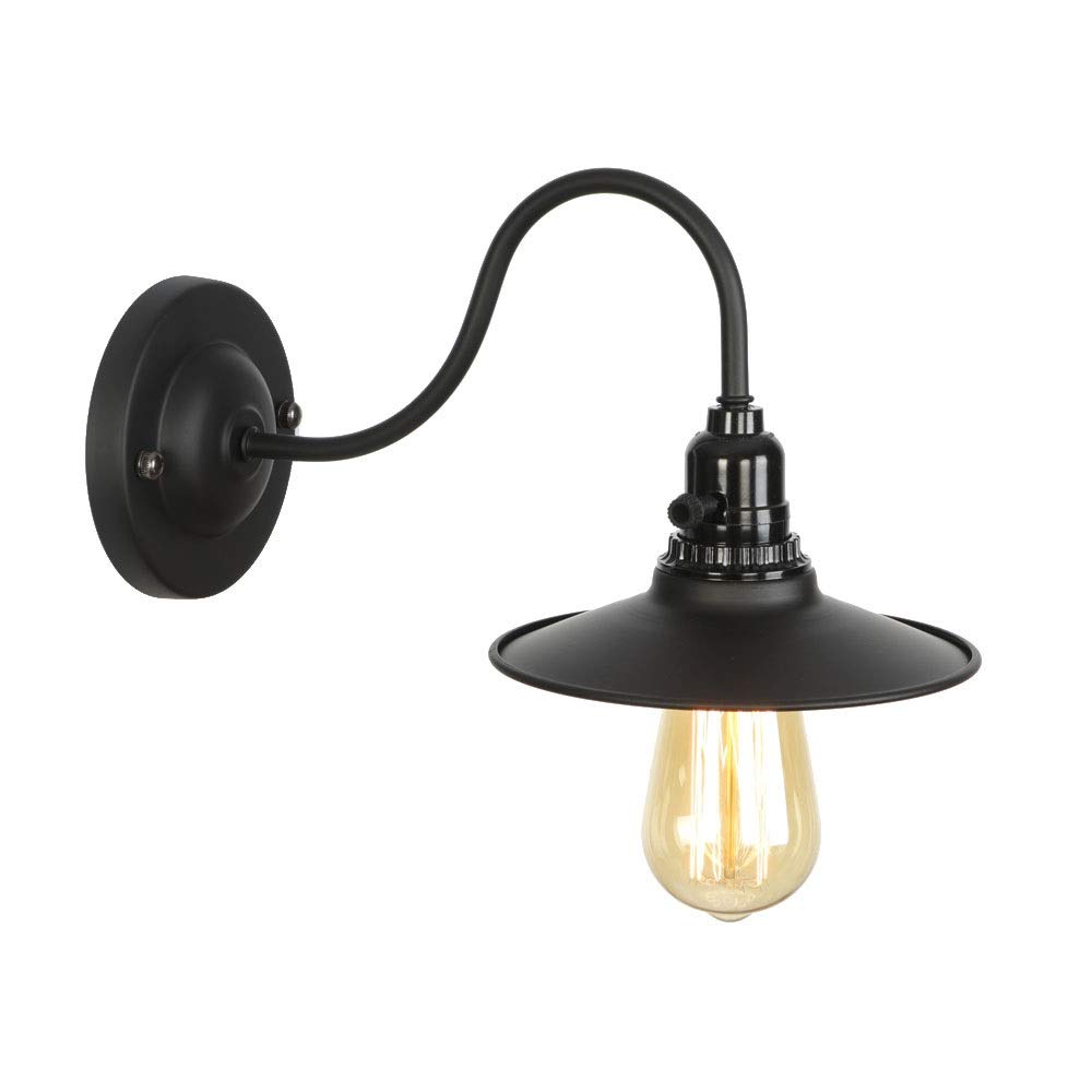 Modern Retro Iron Single Head Wall Lamp - Black LED E27 Edison Bulb Wall Light for Living Room, Restaurant, Cafe, Pathway, Corridor - Perfect for Ambient & Reading Lighting
