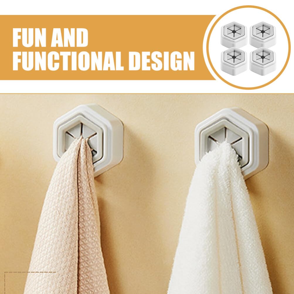 4-Pack Self-Adhesive Round Dish Towel Hooks - Wall Mount Kitchen & Bathroom Towel Holder for Doors, Cabinets - Perfect for Organizing Hand Towels, Aprons & Utensils in Home & Restaurant Use