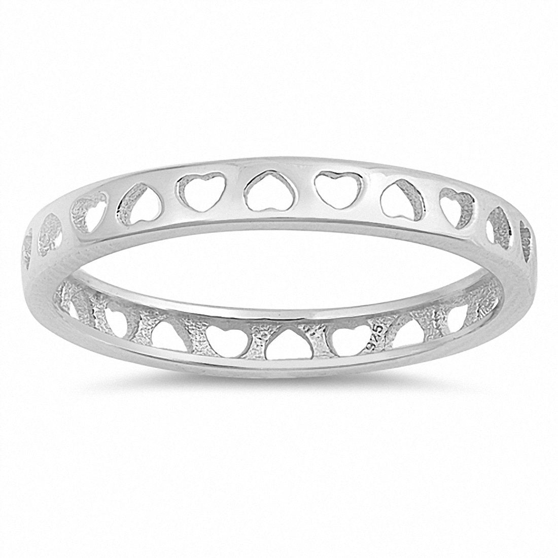 3mm Heart Band Ring - 925 Sterling Silver Dainty Stackable Ring for Women - Perfect for Valentine's Day, Anniversary Gifts & Everyday Wear