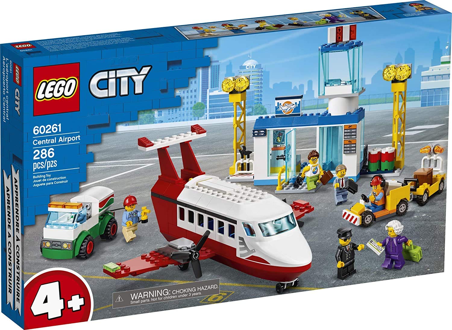 LEGO City Central Airport 60261 Building Set with Passenger Plane, Airport Terminal, Fuel Truck & 6 Minifigures – 286 Piece Construction Toy for Kids | Creative Play, Birthday Gift & STEM Learning Activity