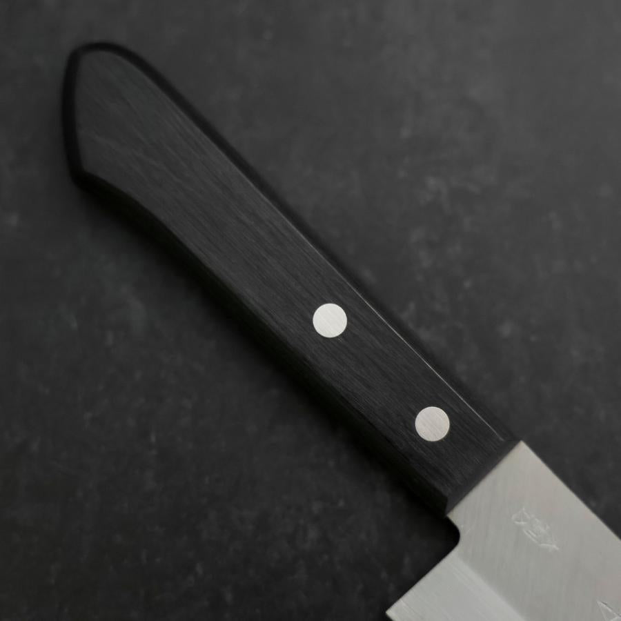 Premium Santoku Knife 165mm - VG-1 Stainless Steel Blade with Polished Finish & Ergonomic Western Black Handle - Perfect for Slicing, Dicing, and Chopping Vegetables, Meat, and Fish in Professional Kitchens or Home Cooking