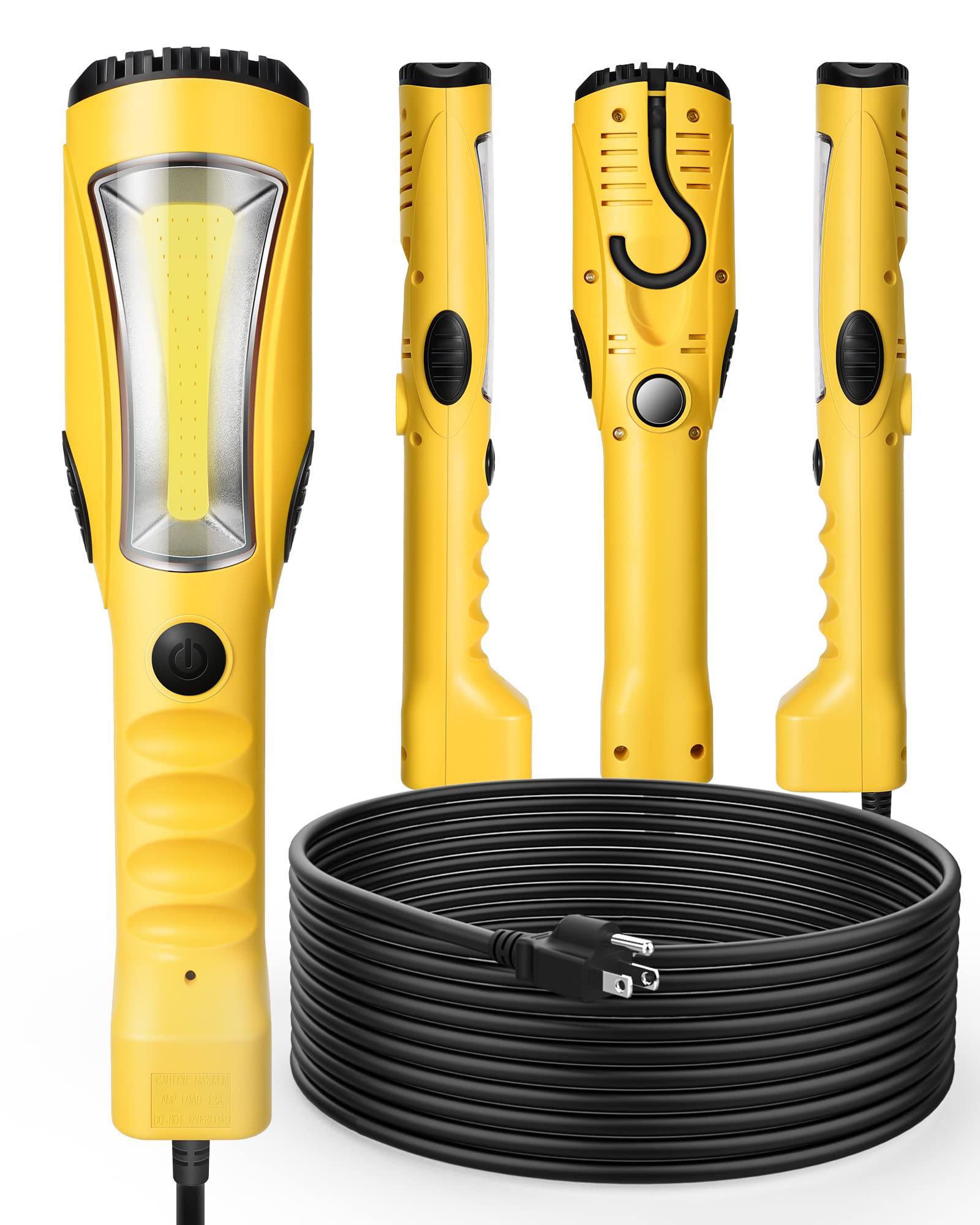 DEWENWILS 25ft COB LED Work Light - 1200LM Bright Corded Handheld Light with Strong Magnet & Swivel Hook - ETL Listed for Garage, Workshop, Construction Sites & Emergency Repairs