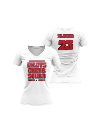 Pinecrest Pilots Cheer Sublimated Dye Women's V-Neck T-Shirt - Perfect for Cheerleading, Sports & Casual Wear