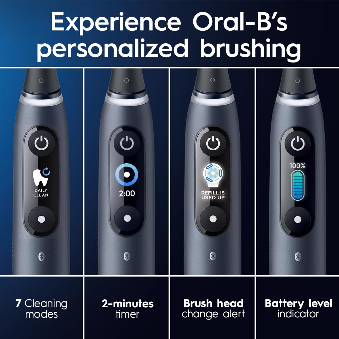 Oral-B iO Series 9 Electric Toothbrush with 3 Replacement Brush Heads, White Alabaster - Advanced Smart Toothbrush for Professional Dental Care at Home