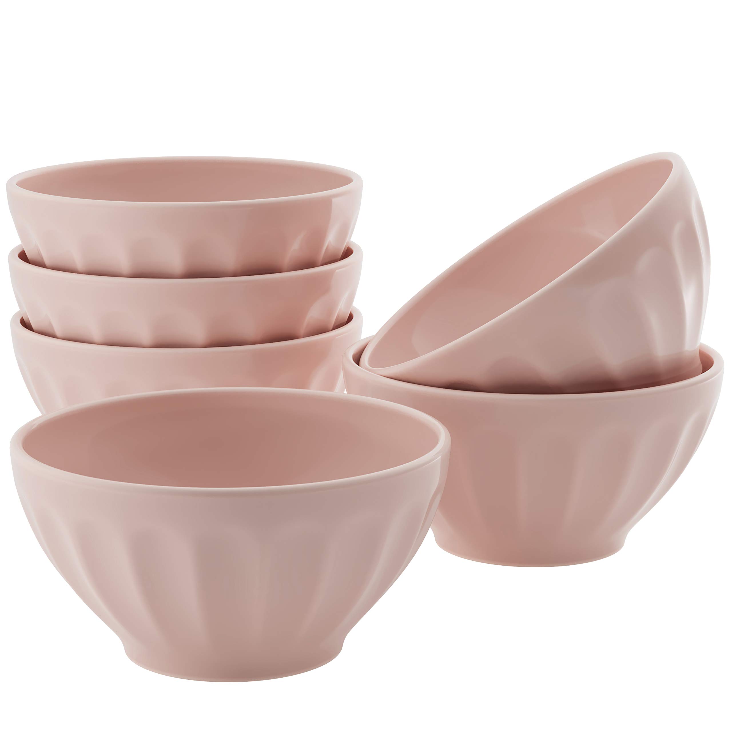 Kook Ceramic Bowl Set - 6pc Microwave Safe Bowls for Kids Breakfast & Soup