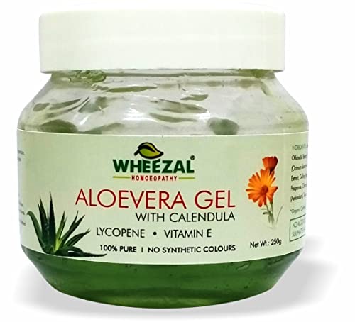 WHEEZAL Aloe Vera Gel with Calendula - 250g | Soothing Skin Care for Sunburn, Dry Skin & Irritation | Natural Moisturizer for Face & Body