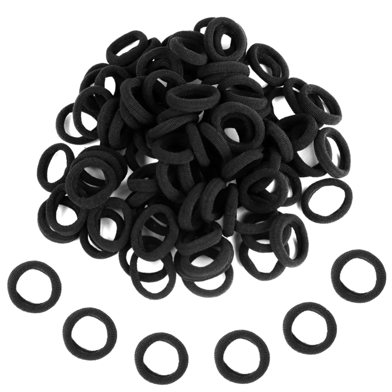 100 Pcs Soft Black Baby Hair Ties - Tiny Elastic Rubber Bands for Toddler Girls | Gentle Ponytail Holders for Newborns & Kids | Perfect for Daily Use, School, Parties & Photo Shoots