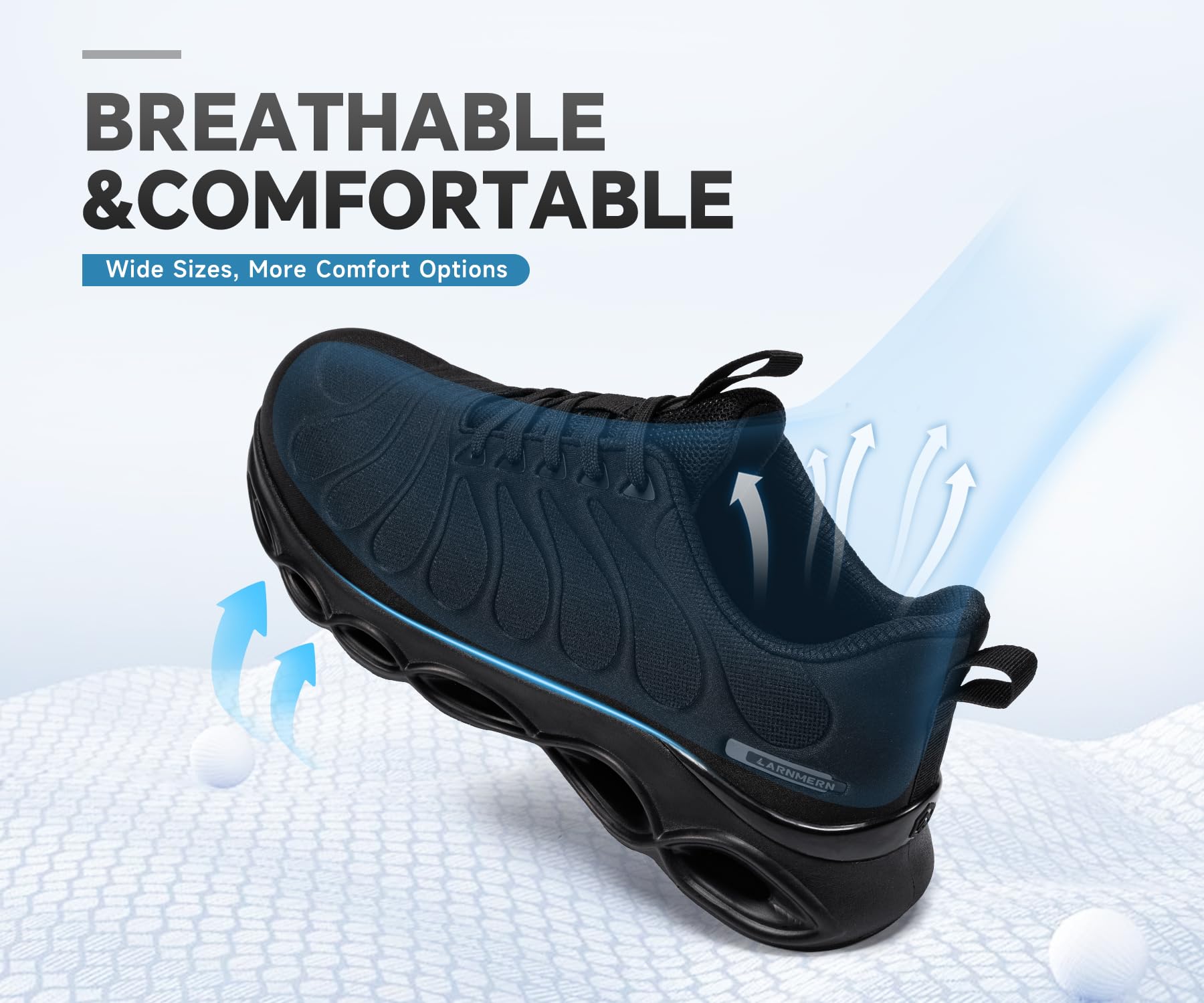 **LARNMERN Steel Toe Shoes for Men & Women - Lightweight Safety Sneakers with Wide Fit, Comfortable Work Shoes for Construction, Warehouse & Outdoor Activities**