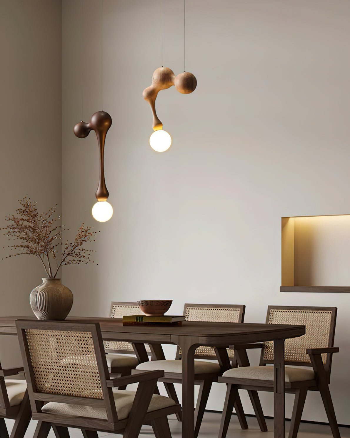 Jenna Wooden Pendant Lamp - Handcrafted Wood Ceiling Light Fixture for Dining Room, Kitchen Island & Bedroom Decor
