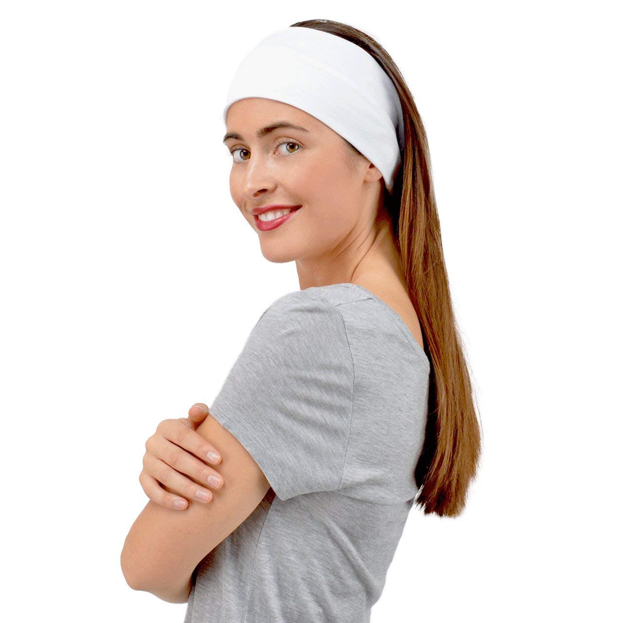 CowCow Women's Aquamarine Roses Pattern Non-Slip Workout & Yoga Headband - Perfect for Gym, Running, Pilates and Sports Activities
