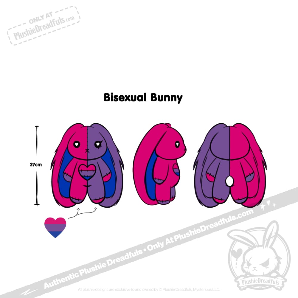 Plushie Dreadfuls Bi Bunny - Soft Stuffed Animal Toy for Kids, Cute Bunny Plushie for Gifts, Bedroom Decor & Anxiety Relief