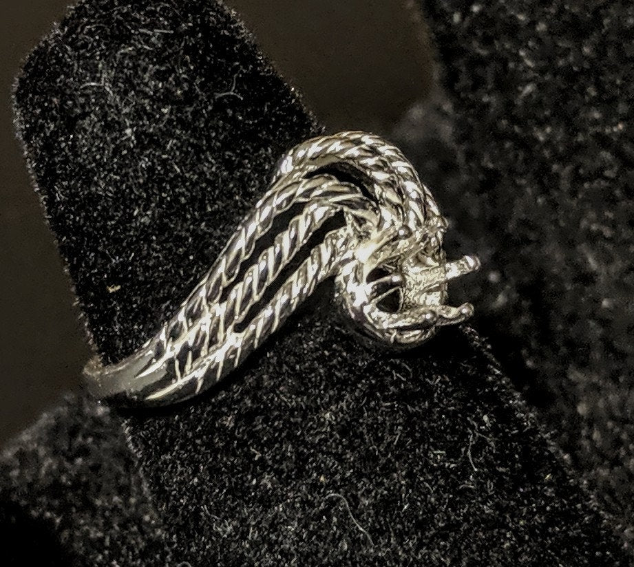 Sterling Silver or 14K Gold 4-6mm Round Women's Rope Swirl Pre-Notched Blank Ring Size 6-8 (Setting 163/263 & 143/263) - Perfect for Jewelry Making, DIY Crafts, and Gift Giving